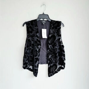 NWT LISA Black Silk Blend Velvet Burnout Vest Best Fit S/M